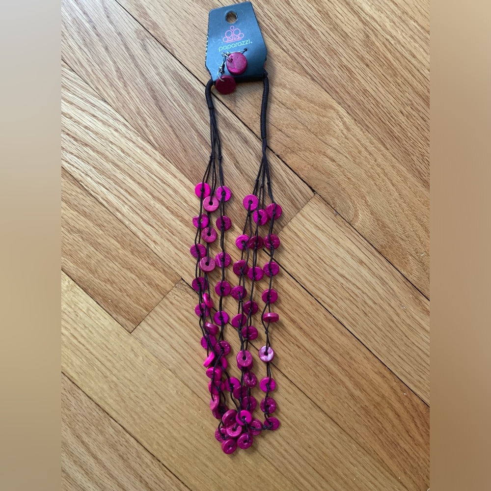 Pink fashion necklace and earrings